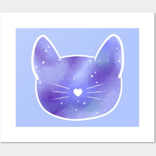 Kitty Blue Galaxy Posters and Art